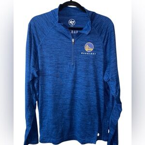 ’47 Brand Golden State Warriors Men’s Large Quarter Zip Pullover Blue NBA